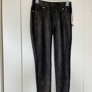 Michael Kors black gold metallic leggings size xs NWT